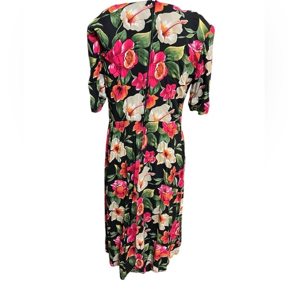 Caroline Wells Vintage 90s Floral Flowy Shirt Dress Size 16 - Picture 2 of 3